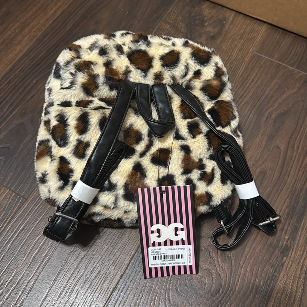 Gilda Paris Leopard Print Faux Fur Mini Backpack - Picture 3 of 7
